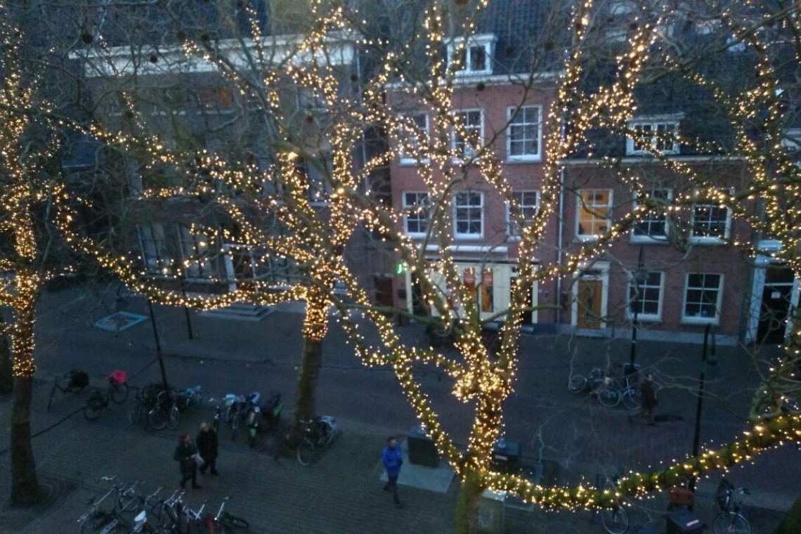 Uitzicht op de Burgwal in de Winter